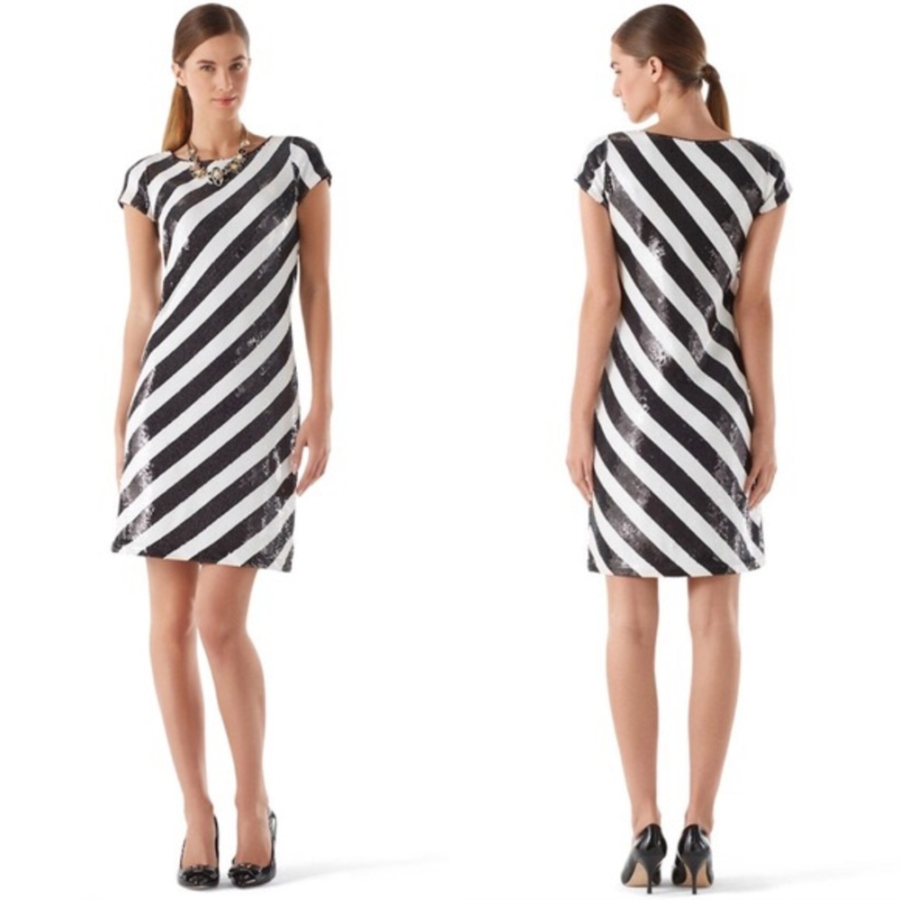 black and white striped dress